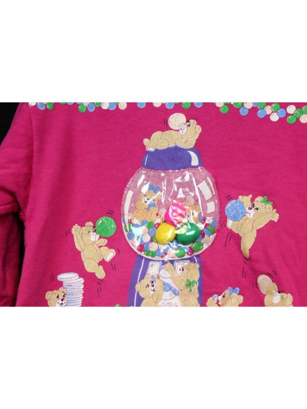 Spumoni 2pc Outfit 4 Lg Teddy Bear Bubble Gum Machine Coin Pink Sweatshirt Pants